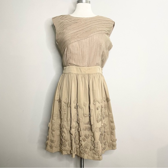 REISS Elenor Pleated Tulle Textured Appliqué Sleeveless Mini Dress - Picture 2 of 8